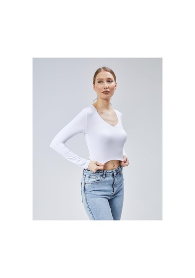 Virago Soft Touch V Yaka Crop Uzun Kol Bluz/body Beyaz - 686786235 Beyaz - 686786235 Beyaz Virago Soft Touch V Yaka Crop Uzun Kol Bluz/body Beyaz - 686786235 Beyaz - 686786235 Beyaz