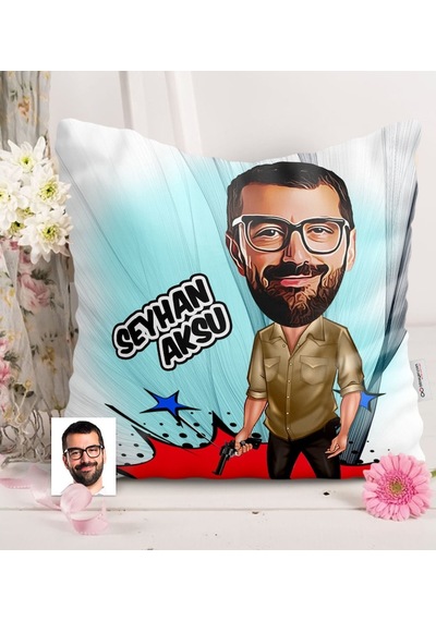 Kişiye Özel Bay Mafya Karikatürlü Saten Yastık