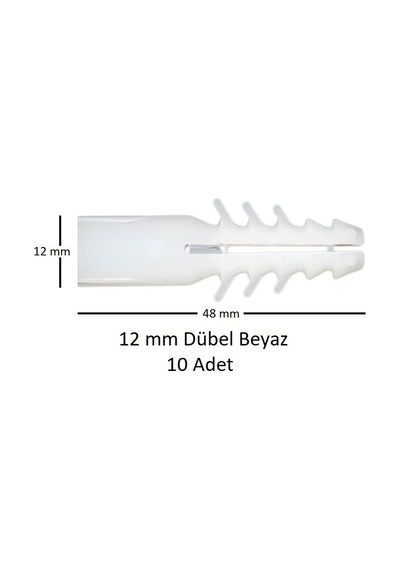 Dübel, 12 Mm Beyaz Dübel, 10 Adet