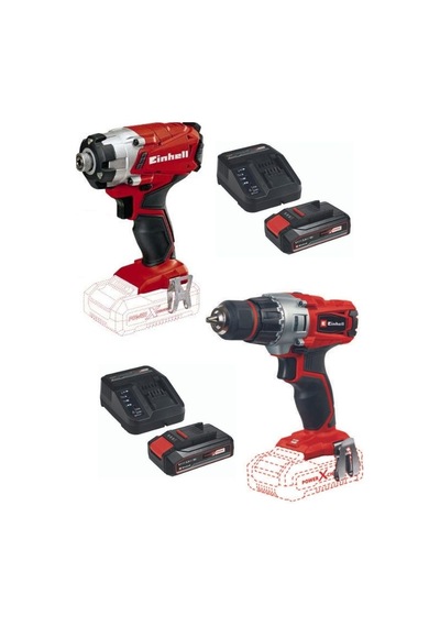 Einhell TE-CI 18/1 Akülü Vidalama + TE-CD 18/2 Akülü Matkap + 2.5Ah Çift Akülü Şarj Ünitesi Seti