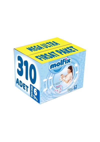 Molfix Bebek Bezi 6 Numara Xlarge Mega Ultra Fırsat Paketi 310 Adet 5'li