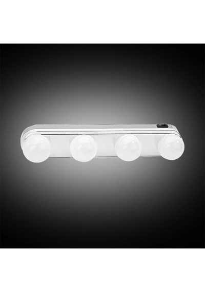 Kablosuz Parlak Banyo Stüdyo Makyaj Aynası Işığı Pilli Vantuzlu Taşınabilir 4 Led Ampul 5468 Çok Renkli