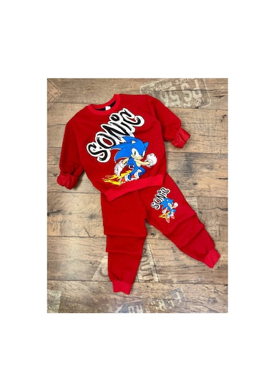 Süslü Kids Erkek Çocuk 2ip Mevsimlik Uzun Kollu Baskılı Takım Kırmızı