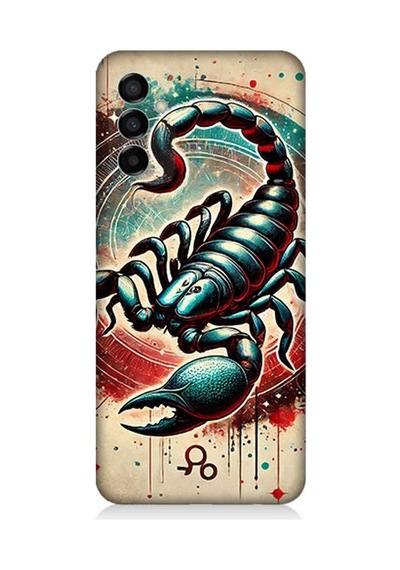 Samsung Galaxy M23 Uyumlu Zırhlı Akrep Burcu Sembol Desenli Silikon Kılıf Çok Renkli