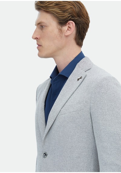 Ramsey Ekru Mikro Shirt Shoulder Slim Fit Pamuk Karışımlı Örme Ceket