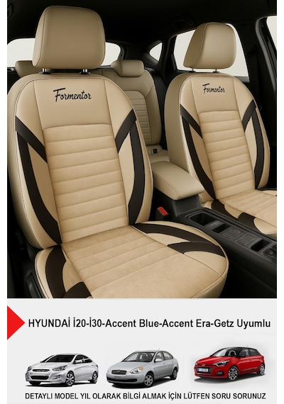 Formentor Tay Tüyü Oto Koltuk Kılıfı Hyundai İ20-i30-accent-blue-era-getz Uyumlu Bej