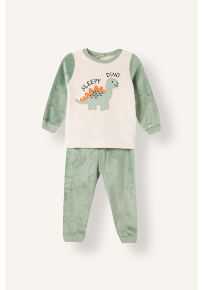 Defacto Dinozor Baskılı Pelüş 2li Pijama Takımı Erkek Bebek I2368a526cwkh434 Haki-kh434