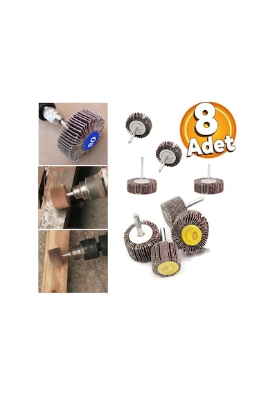 Gravür için Mop Flap Disk Zımpara Seti 8li yaprak zımpara takımı