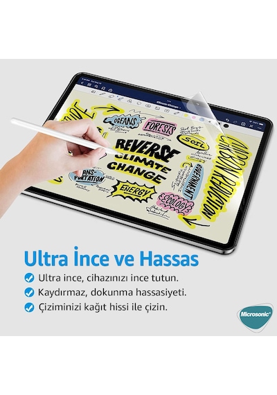 Microsonic Samsung Galaxy Uyumlu Tab S10 Fe Paper Feel Kağıt Dokulu Mat Ekran Koruyucu