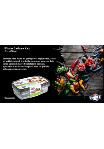 Vindex 2 Li Dikdörtgen Saklama Kabı 2 400 Ml