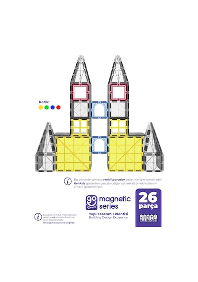 Go Magnetic Series 26 Parça Yapı Tasarım Eklentisi - Mıknatıslı Manyetik Bloklar