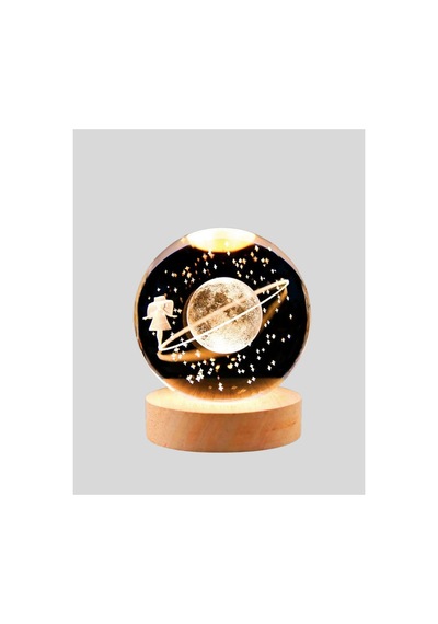 Astraltech Ahşap Standlı Sarı Işıklı Dekoratif Küre Kız Figürü Tasarım