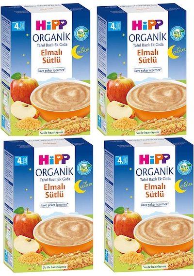 Hipp İyi Geceler Organik Elmalı Sütlü 4+ Ay Kaşık Maması 4 x 250 G