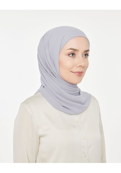 Melodi Scarf Kadın Tesettür Pratik Boru Boneli Hazır Şifon Şal Açık Gri Açık Gri