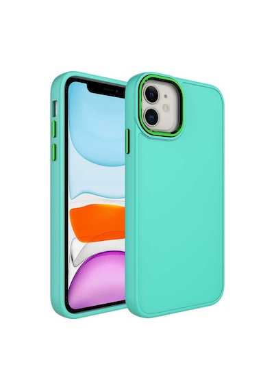 Apple Uyumlu iPhone 11 Kılıf Metal Renkli Çerçeveli Canlı Renkli Silikon Kapak