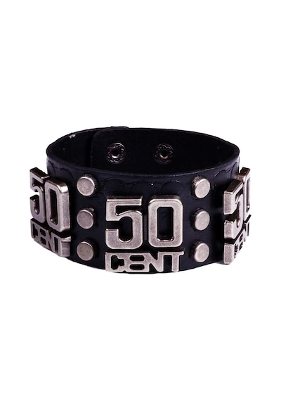 Tblk01142 50 Kuruş Yazılı Deri Çıtçıtlı Unisex Bileklik 1101-1200 Çok Renkli