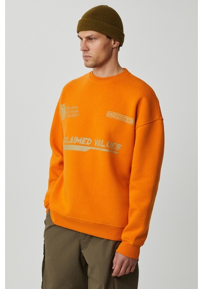Grımelange CASSY Erkek Organik Pamuklu Yumuşacık Baskı Detaylı Hardal Sweatshirt