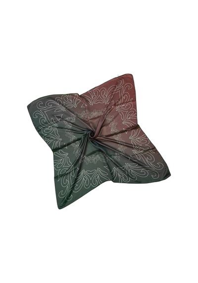 Mim Eşarp Valino Degrade Desenli Şifon Eşarp 90x90 Cm Bordo - Siyah