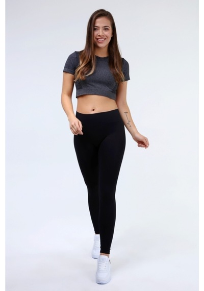 Eshette Yüksek Bel Siyah Fitilli Spor Taytsiyahxl Siyah