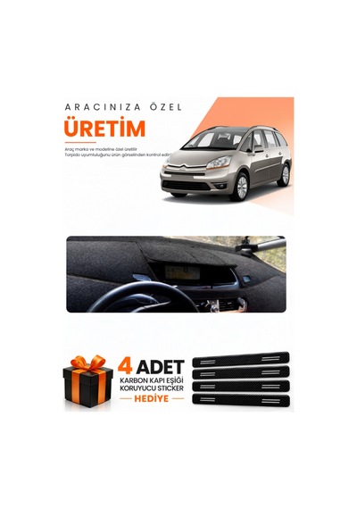 Cıtroen C4 Grand Picasso 2007-2013 Uyumlu Torpido Koruma Örtüsü Oto Kılıfı - Siyah