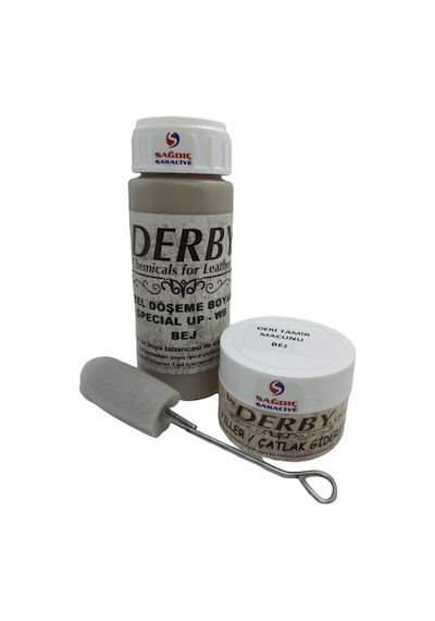 Derby Bej Oto Döşeme Boyası ve Bej Deri Tamir Macunu