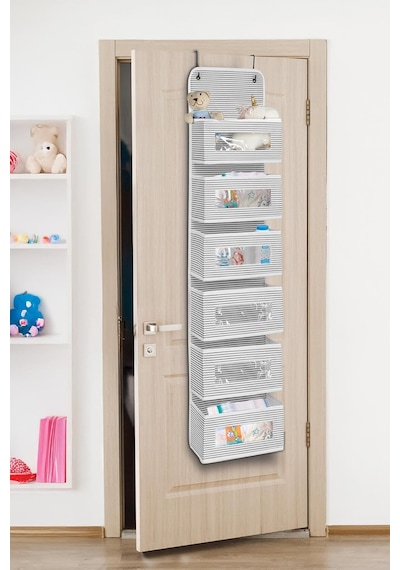 6 Katlı Kapı Arkası Düzenleyici Raf Bebek Eşyası Çocuk Odası Banyo Organizer Gri - Beyaz Çizgili Diğer 6 Katlı Kapı Arkası Düzenleyici Raf Bebek Eşyası Çocuk Odası Banyo Organizer Gri - Beyaz Çizgili Diğer