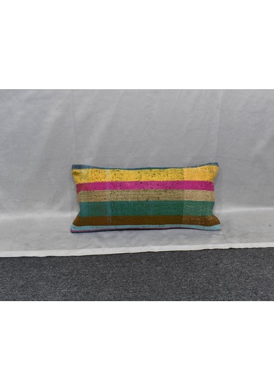 Zehra Abla Halı Yeni El Dokuma Dekoratif Lumbar Kilim Kırlent Yastık Kılıfı 6180
