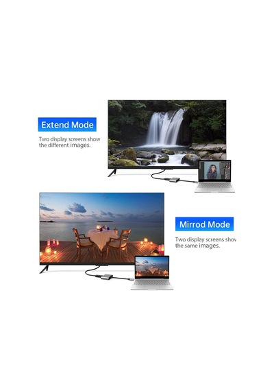 Type-c 3in1 Hdmi 4k Usb 3.0 Görüntü Veri Aktarımı Sağlar Usb Adaptör Notebook Ve Apple Uyumlu MacBook İle Uy