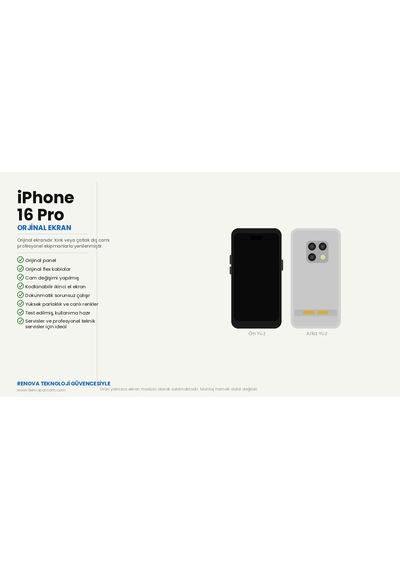 Renova İphone 16 Pro Cam Değişmiş Ekran