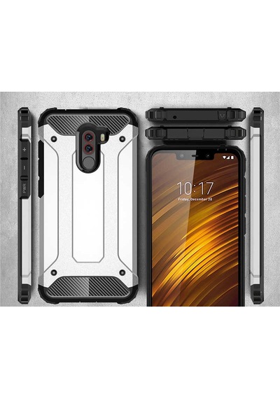 Noktaks - Pocophone F1 Uyumlu - Kılıf Çift Katman Zırh Tank Crash Military Kapak - Gold Gold
