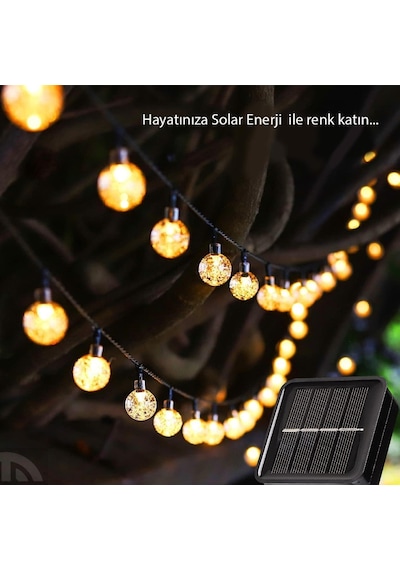 Technosmart 50 Ledli 8 Modlu Solar Kristal Top Bahçe Aydınlatma