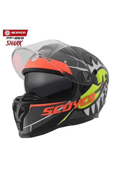 Scoyco 869 Shark Full Face Ece Onaylı Vizörlü Motosiklet Kaskı
