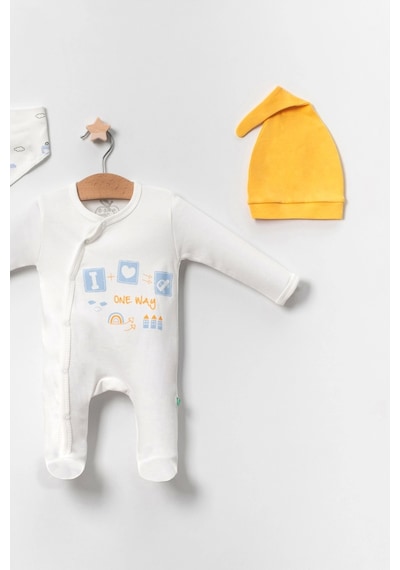 Babydonat Araba Desenli Sarı 4'lü Erkek Bebek Tulumu Sarı