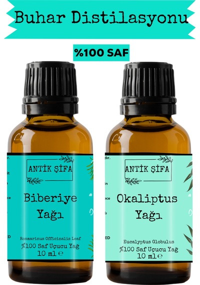 Biberiye Yağı Ve Okaliptus Uçucu Yağı 10ml + 10 Ml - %100 Saf Seyreltilmemiş 20 ML