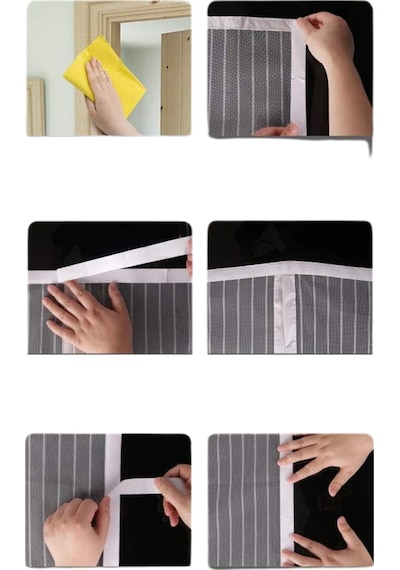 Çift Taraflı Bant Hediyeli Mıknatıslı Kapı Sinekliği Kendinden Kapanan File Tül