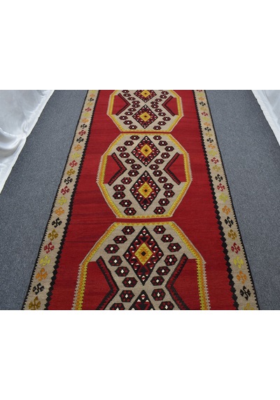 Zehra Abla Halı El Dokuma Tek Parça Yekpare Sivas Kangal Yün Kilim 6282