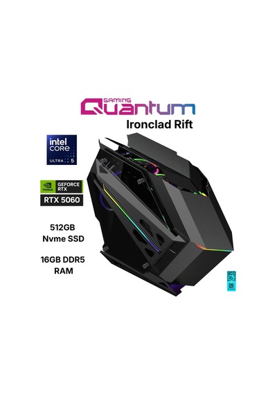 Quantum Gaming IRONCLAD RIFT Ultra 5 245KF 16 GB 512 GB NVMe SSD 8 GB RTX5060 Free Dos Masaüstü Oyuncu Bilgisayarı
