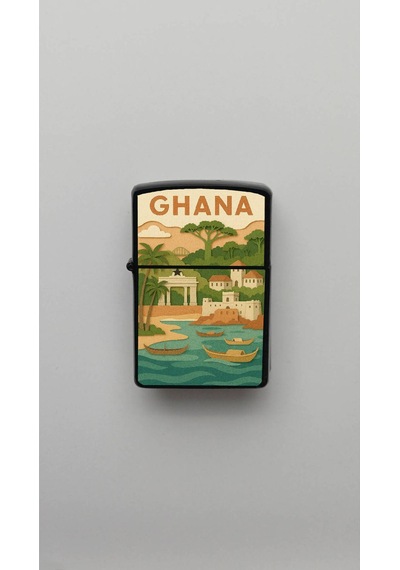 Ghana Gana - Paper-cut Style - Benzinli Siyah Çakmak Magnet Hediyeli Siyah