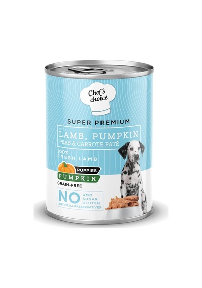 Yavru Köpekler İçin, Tahılsız, Hipoalerjenik, Kuzu Etli, Balkabaklı, Bezelyeli Ve Havuçlu Ezme, 400 G