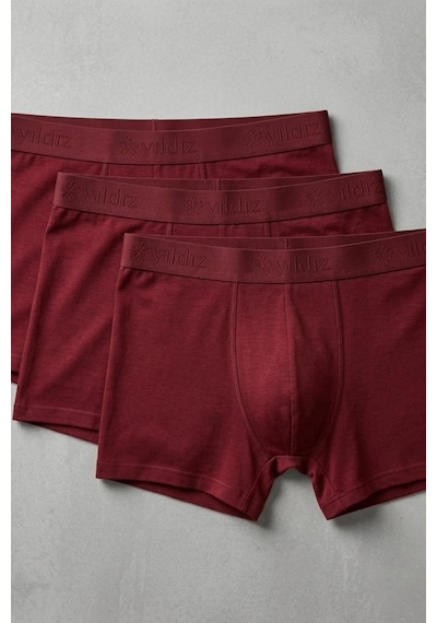 Yıldız Çamaşır Erkek Modal Likralı Boxer 36-37-38-39-40-41-42 - 3 Adet Bordo