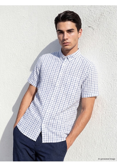 Lcwaıkıkı Classic Beyaz Regular Fit Ekose Erkek Gömlek
