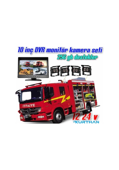 12-24 Volt Uyumlu 10'' Dvr Monitör Ve 4 Adet Kamera Seti