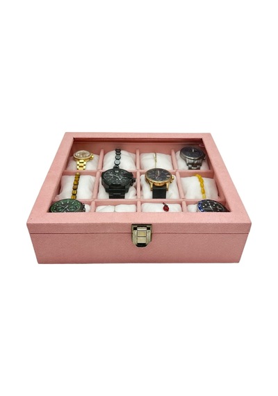 Saat Kutusu 12 Li Pembe Süet Pembe