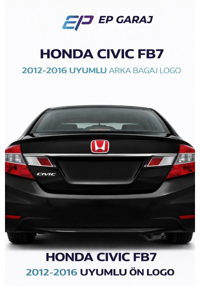 Honda Civic Fb7 2012-2016 Uyumlu Kırmızı Arka Bagaj Logo  Görünüm 0