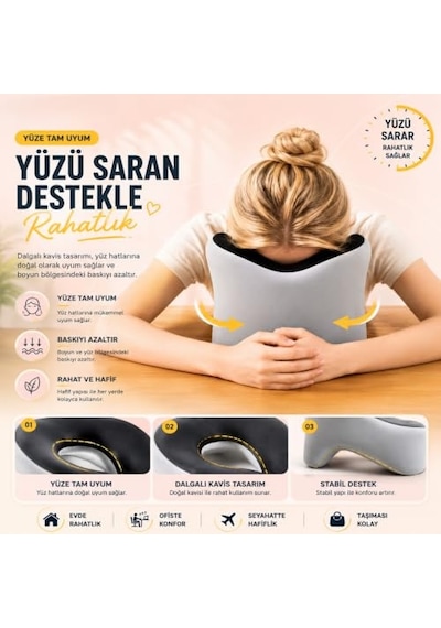 Viscora Powernap Ergonomik Masaüstü Uyku Ve Kaylule Yastığı Öğle Arası Uyku Ve Şekerleme Yastığı Boyun, Kol Ve Yüz Destekli Konfor