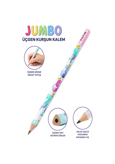 Deniz Kızı Jumbo Kurşun Kalem 1 Adet Fatih Üçgen Başlangıç Kalemi Siyah İlk Kalemim Jumbo Kurşun Kalem Kolay Tutuş Çok Renkli