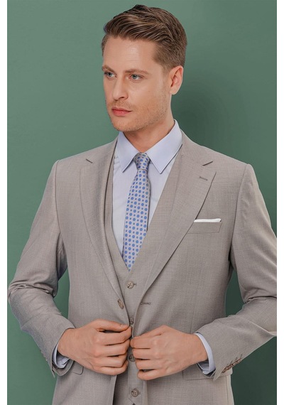 Efor Tk 871 Slim Fit Gri Klasik Takım Elbise Gri