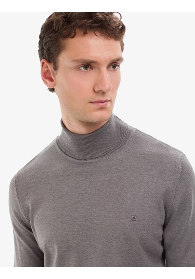 Pierre Cardin Gri Melanj Slim Fit Balıkçı Yaka Basic Triko Kazak 50314202-vr086
