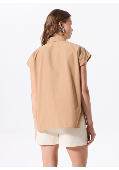 Fabrika Deve Tüyü Kadın Gömlek Loose Fit Düz Gömlek F5sl-gml0324 Camel
