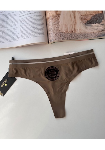 Orijinal Lazer Kesim Spandex Invisible Dikişsiz Transparan Detayl Haki Yeşil